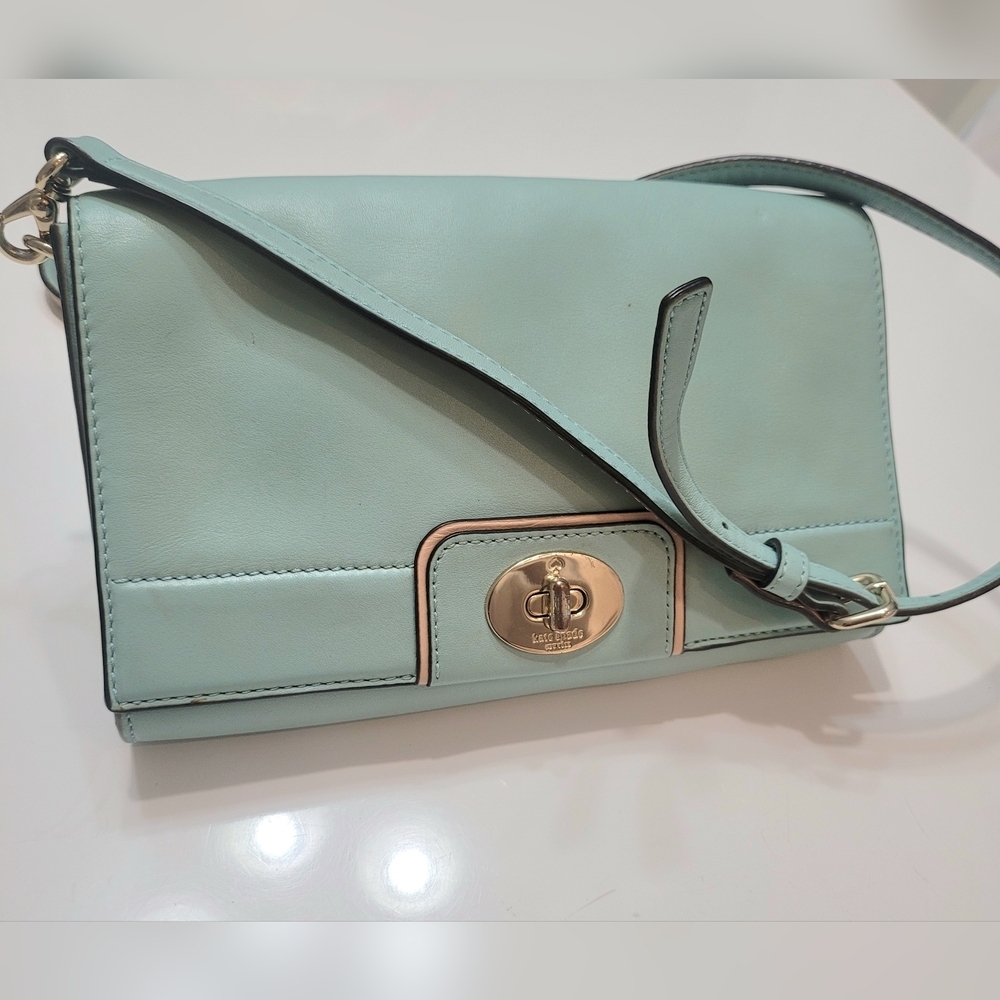 Kate Spade Juliana Leather Crossbody Purse Turquoise - Picture 2 of 16